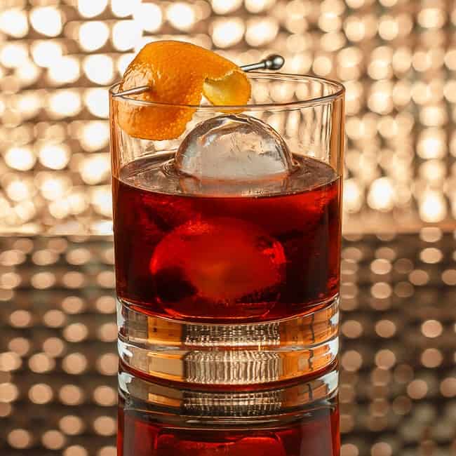 Negroni with ball ice